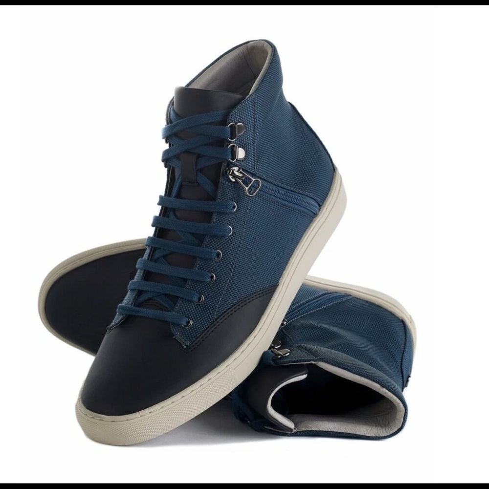 TCG Men's Blue High-Top Sneakers Ballistic Nylon Leather Size 11